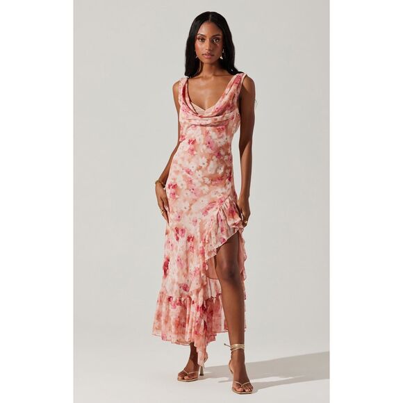 Astr Dresses & Skirts - ASTR the label Cecilia Floral Cowl Neck Maxi Dress Maeve pink size S NWOT